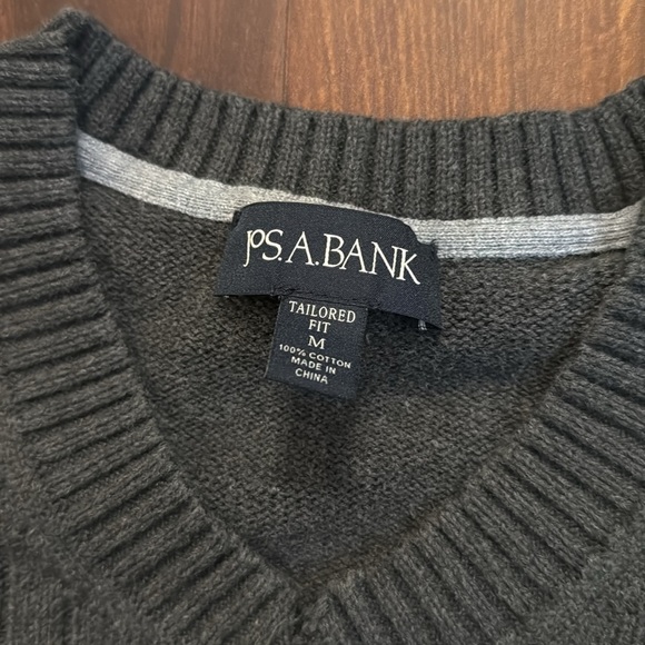 🌿SALE🌿JOS A BANK Men's Gray Ribbed Sweater Size Medium - Picture 2 of 7